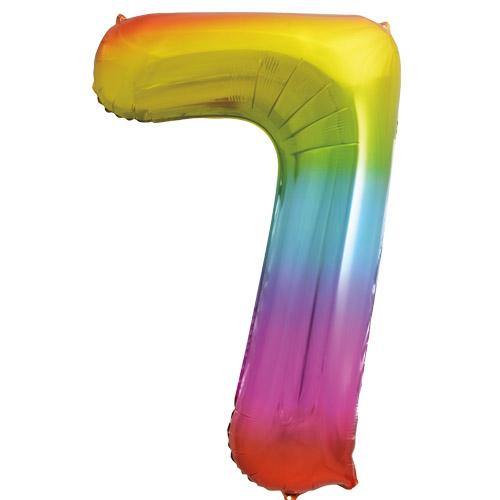 Ballon en aluminium (34") - Chiffre 7 - Arc-en-ciel -  - Boo'tik d'Halloween