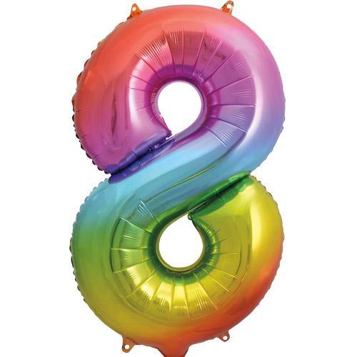 Ballon en aluminium (34") - Chiffre 8 - Arc-en-ciel -  - Boo'tik d'Halloween