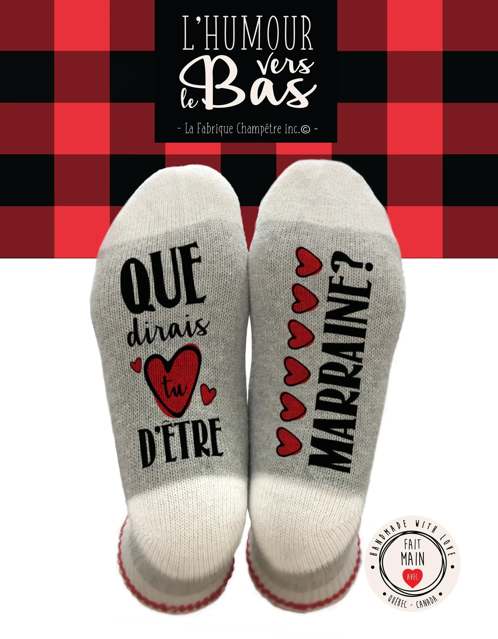 Bas de laine "Que dirais-tu d'être marraine?"