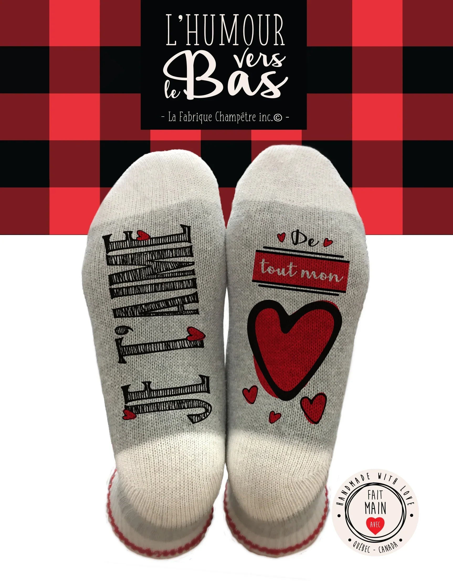 Bas de laine "Je t'aime de tout mon coeur!"