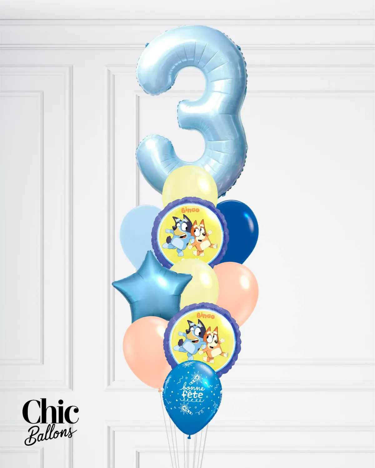 Bouquet de ballons - Bluey avec chiffre