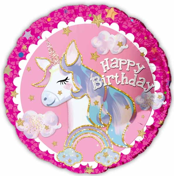 Bonne fête licorne - Ballon aluminium 18"