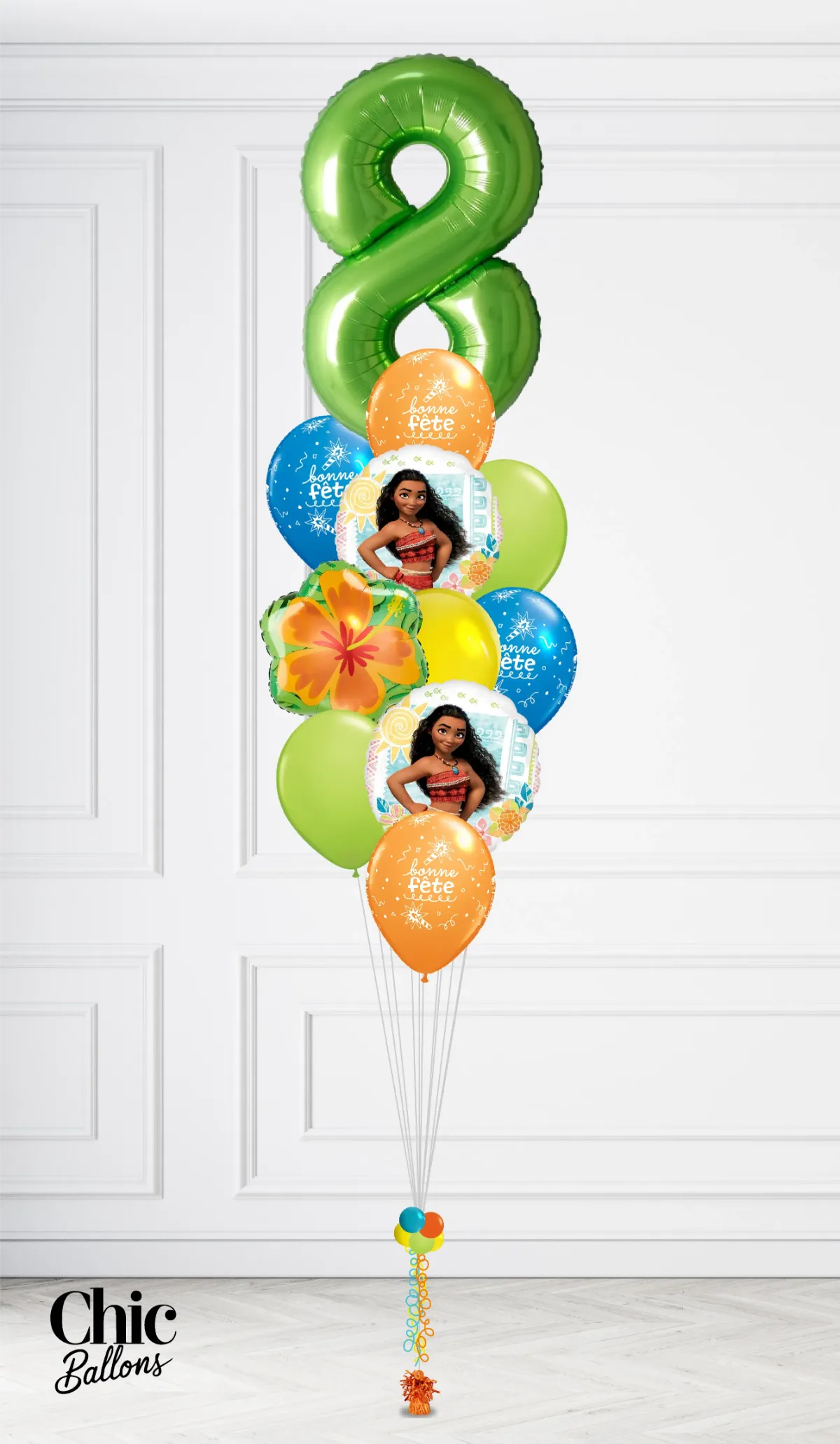 Bouquet de ballons - Moana avec chiffre