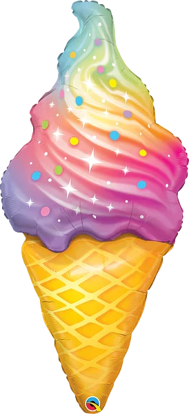 Crème glacée arc-en-ciel - Ballon en aluminium - 45"