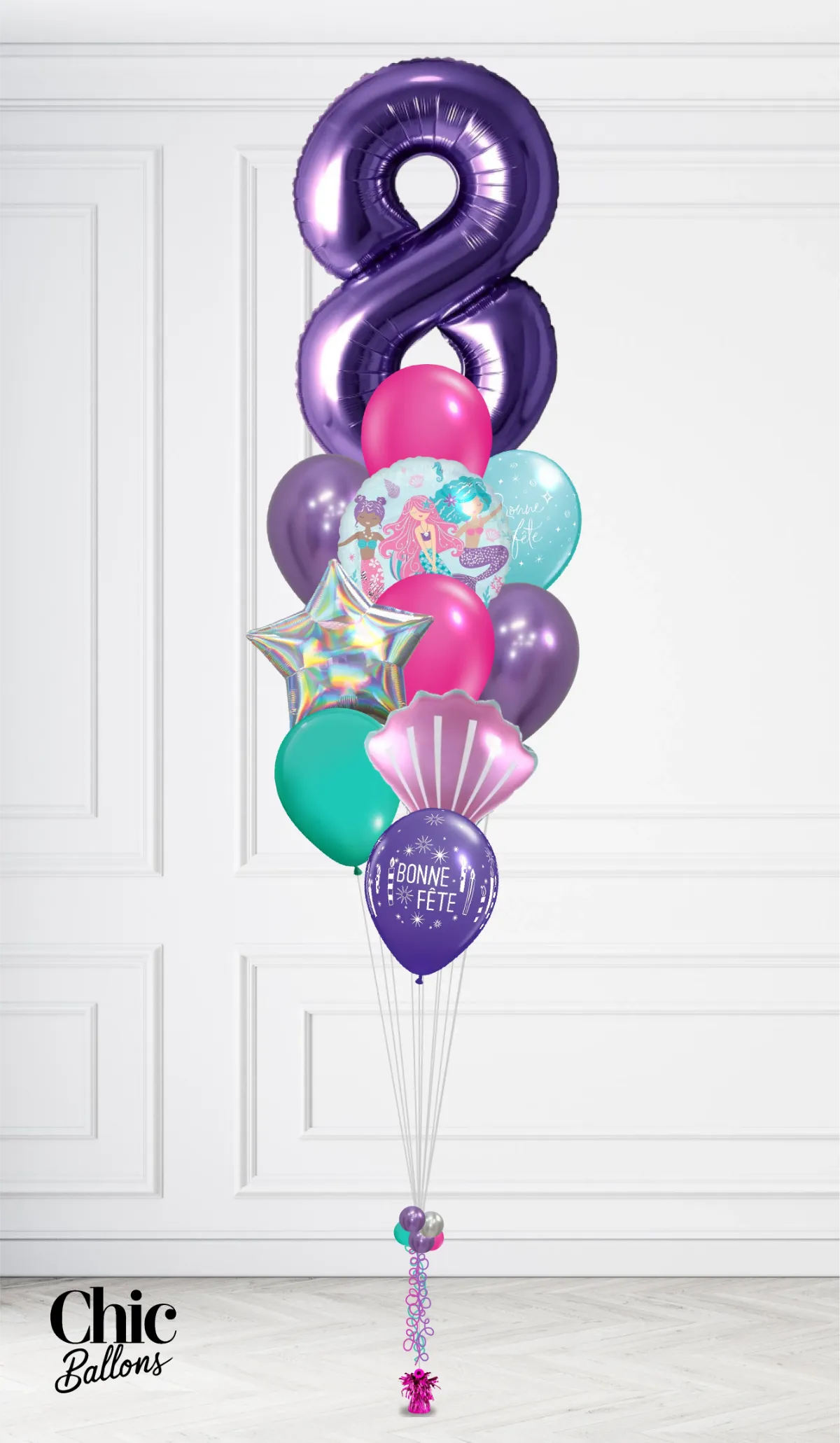 Bouquet de ballons - Sirène avec chiffre