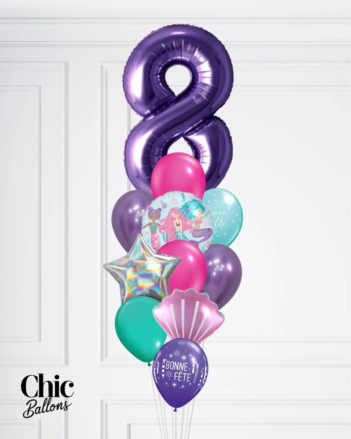 Bouquet de ballons - Sirène avec chiffre