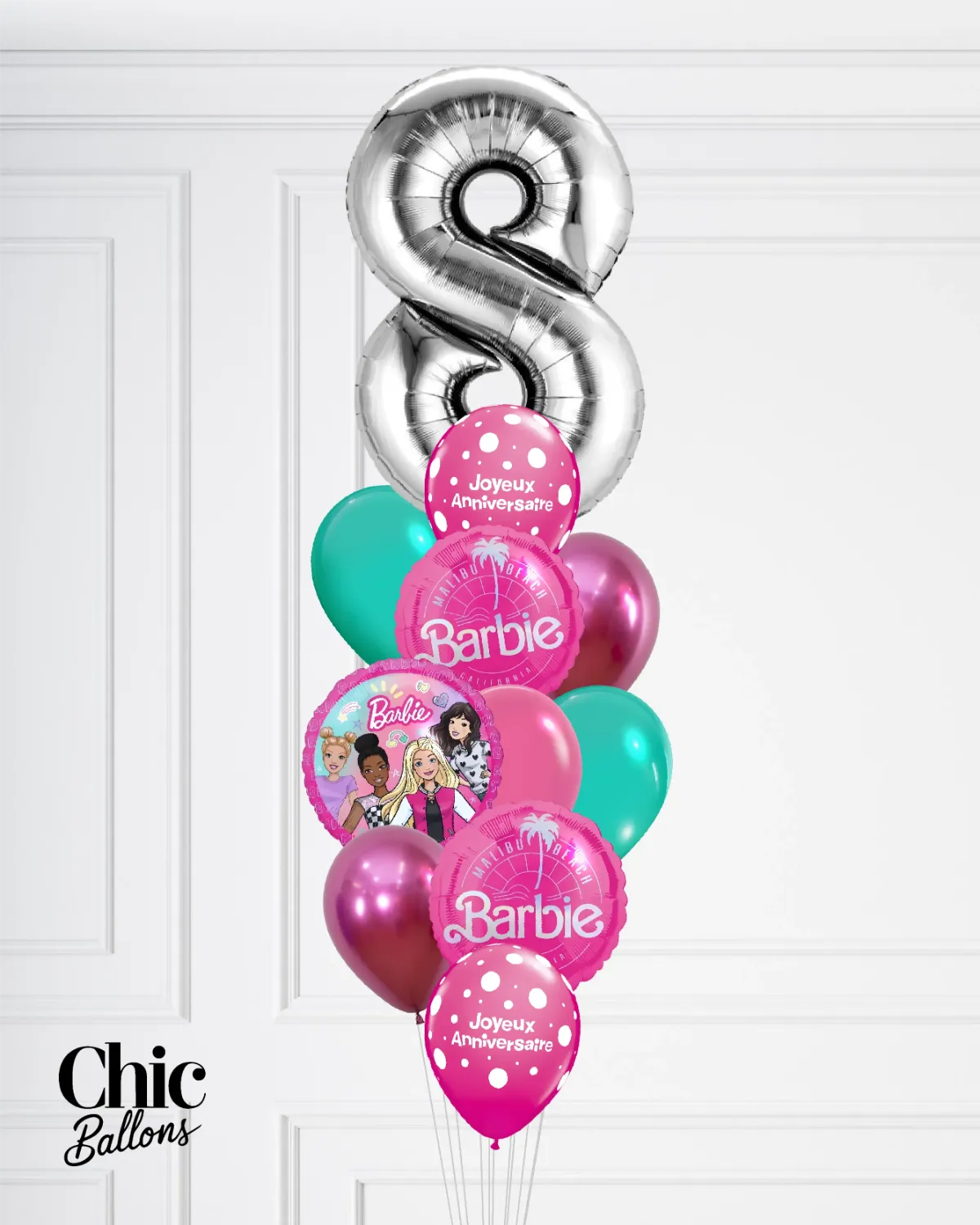 Bouquet de ballons - Barbie avec chiffre