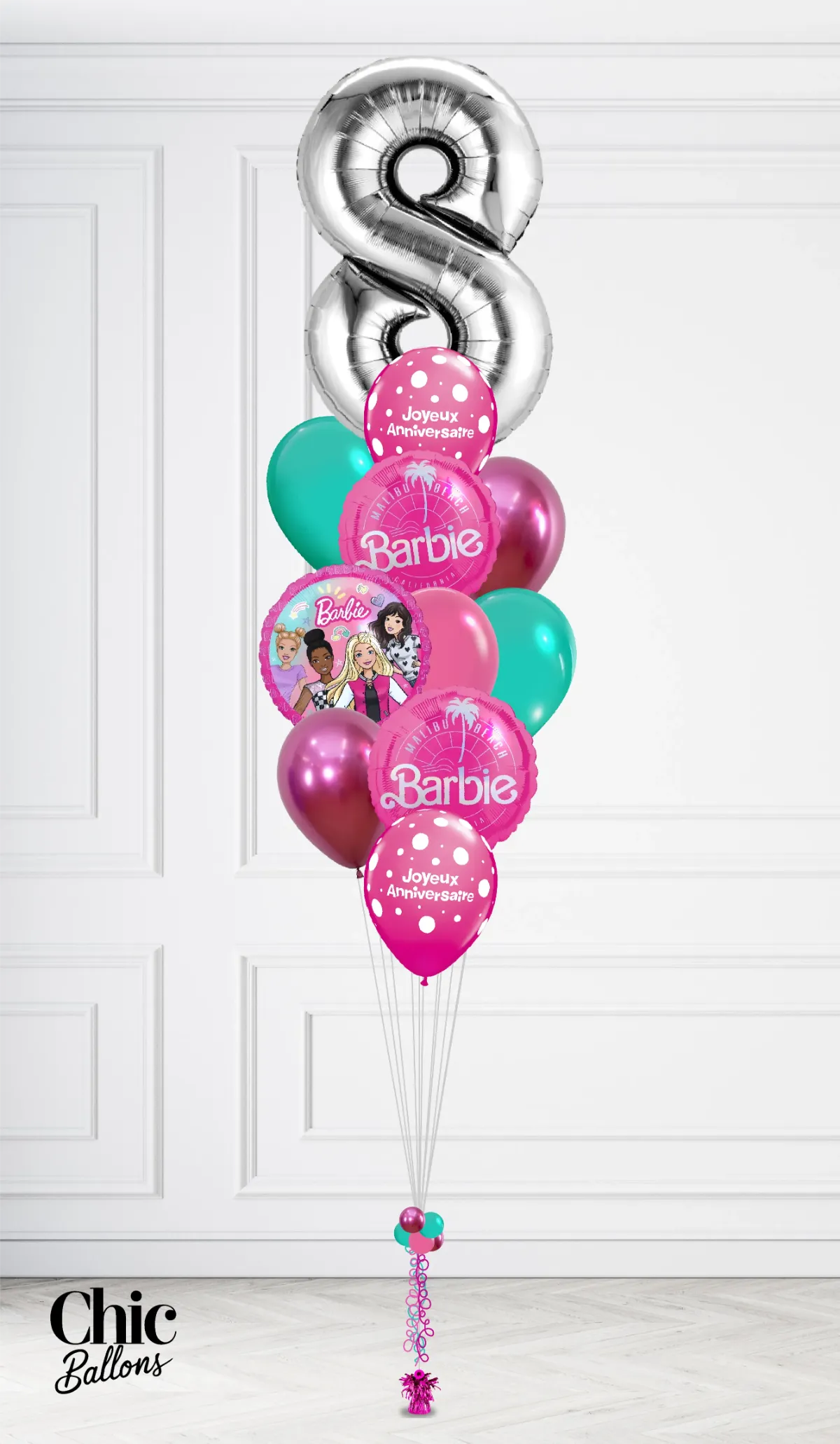Bouquet de ballons - Barbie avec chiffre