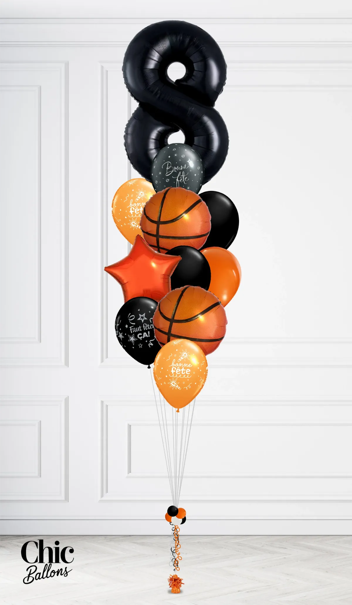 Bouquet de ballons - Basketball avec chiffre