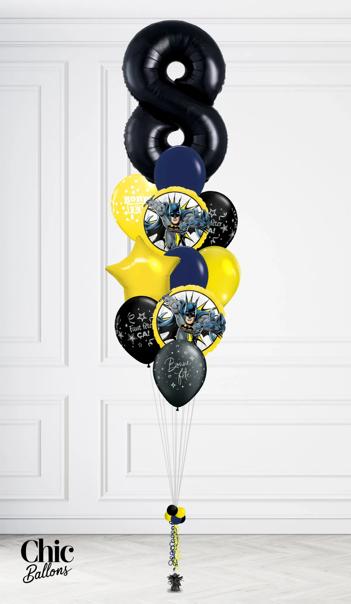 Bouquet de ballons - Batman avec chiffre
