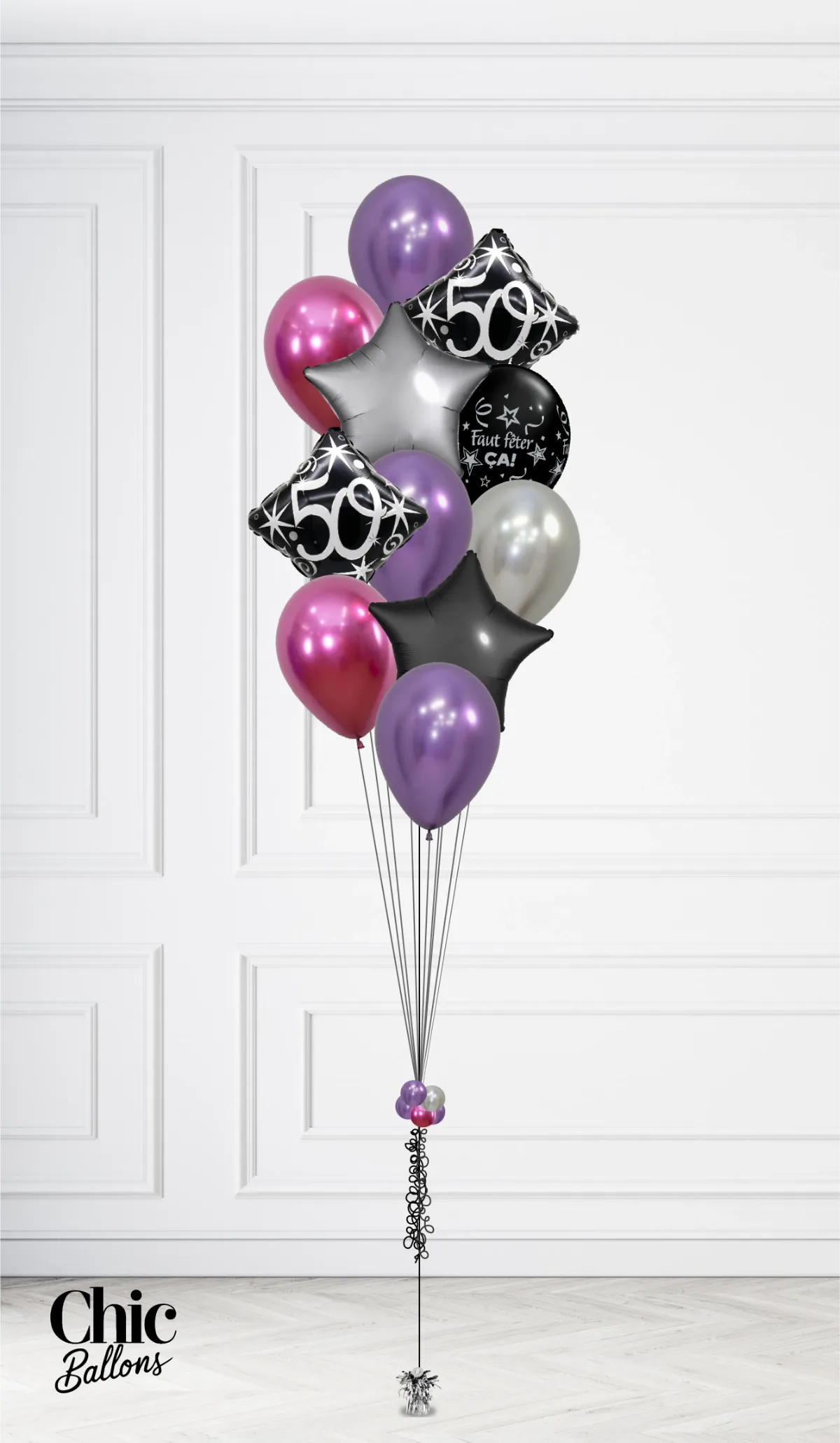Bouquet de 11 ballons - Violet et fushia