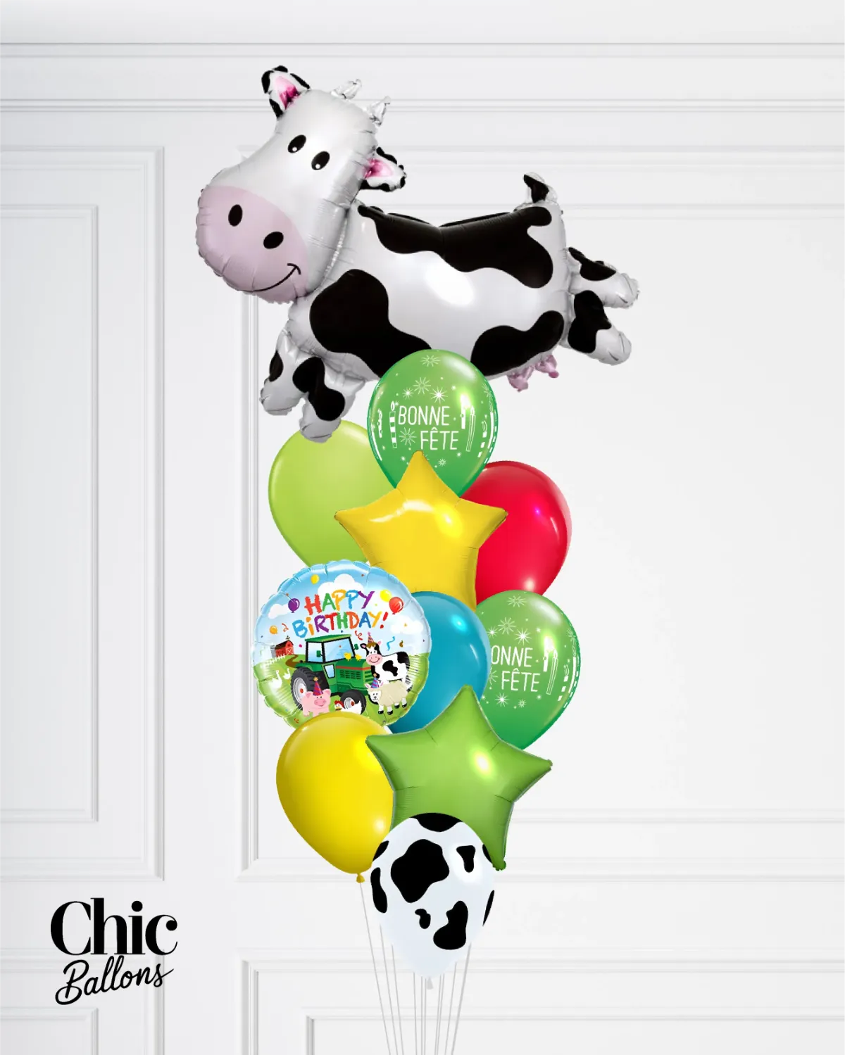 Bouquet de ballons - Ferme et vache