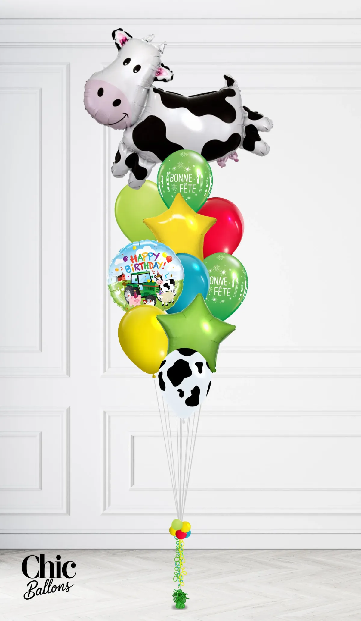 Bouquet de ballons - Ferme et vache