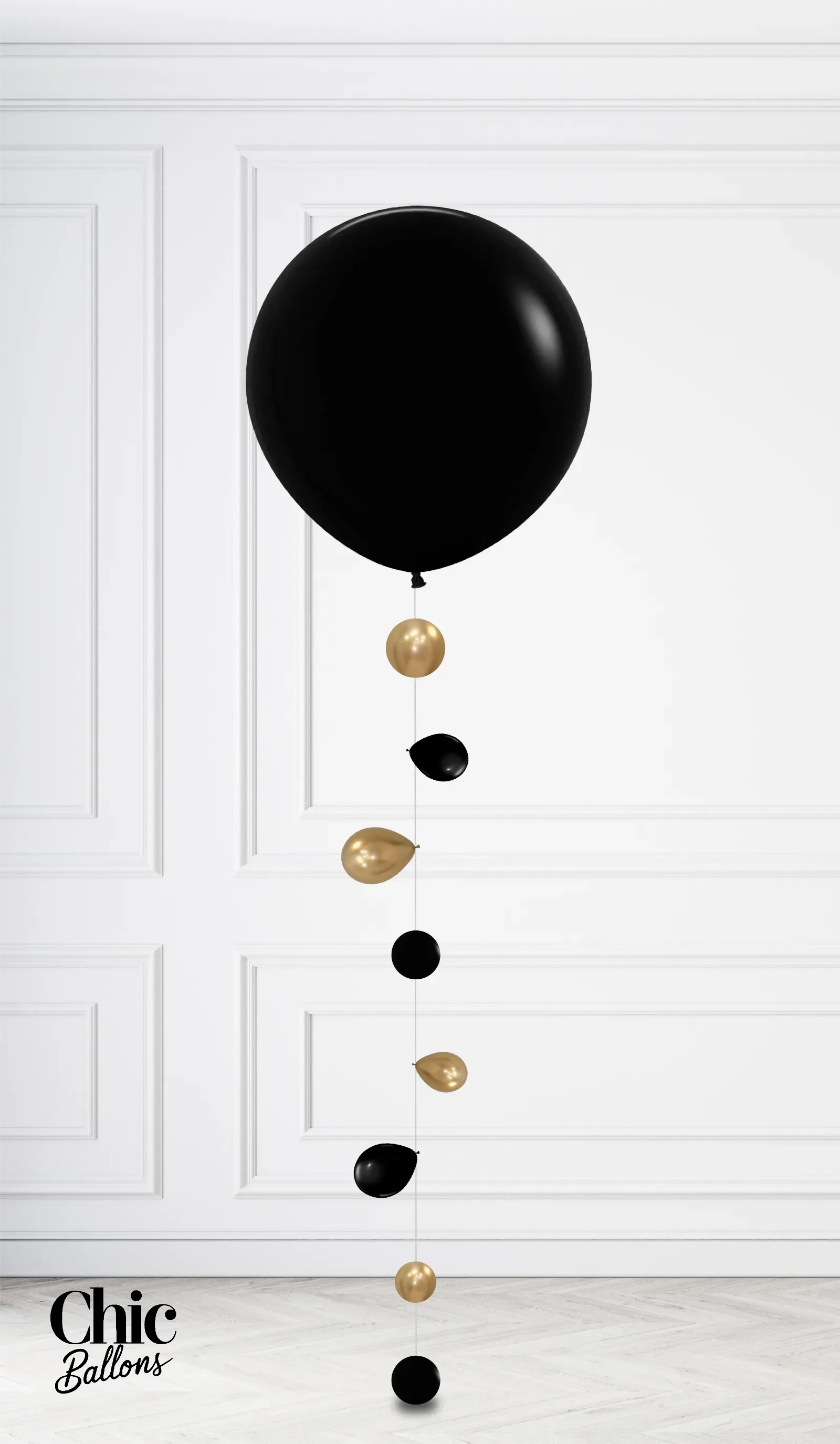 Bouquet - 1 ballon noir de 24po avec ballons de 5po
