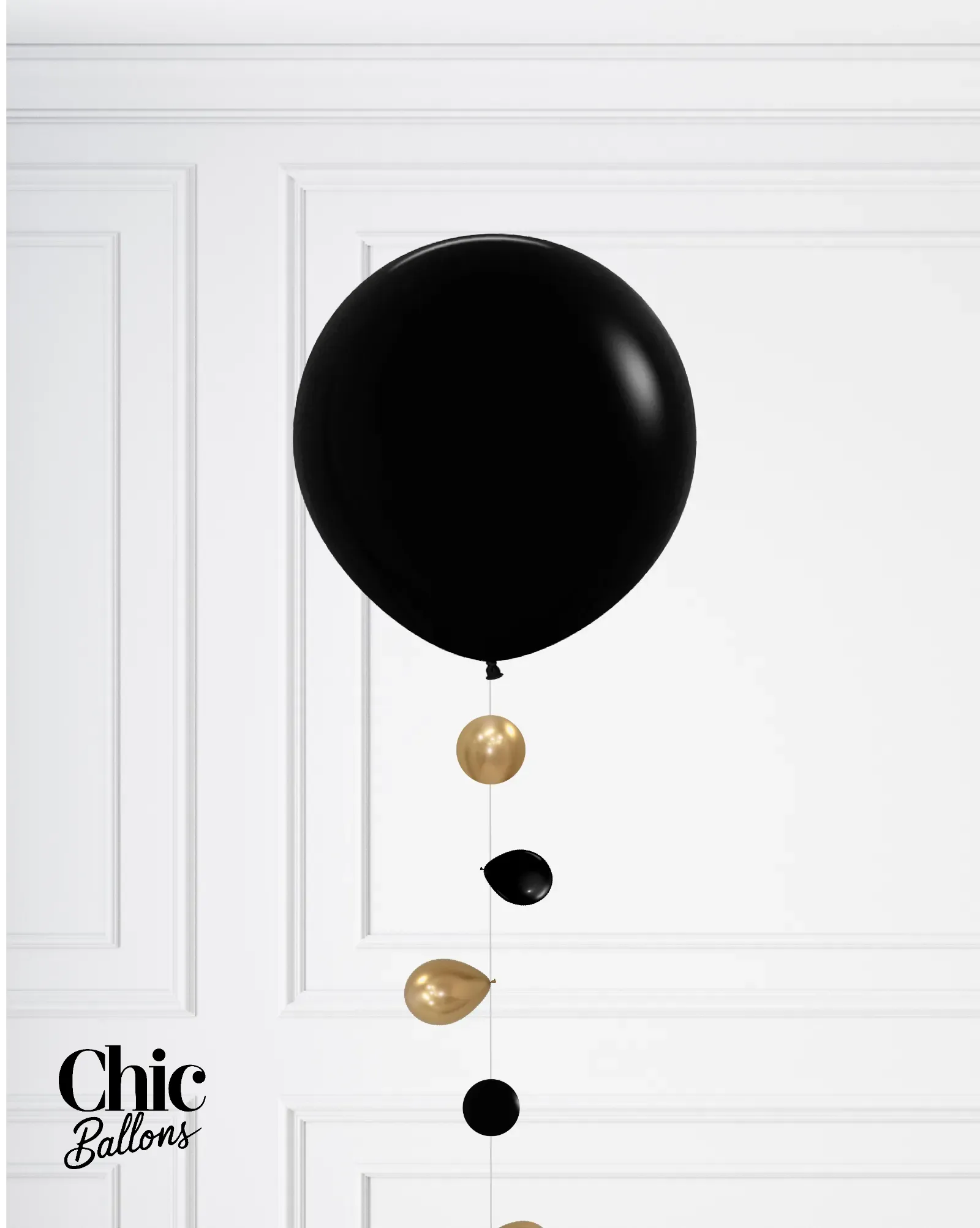 Bouquet - 1 ballon noir de 24po avec ballons de 5po