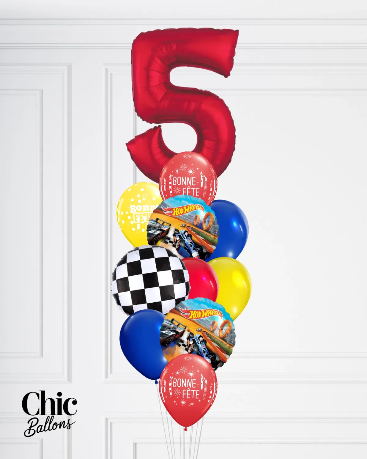 Bouquet de ballons - Hot Wheel avec chiffre