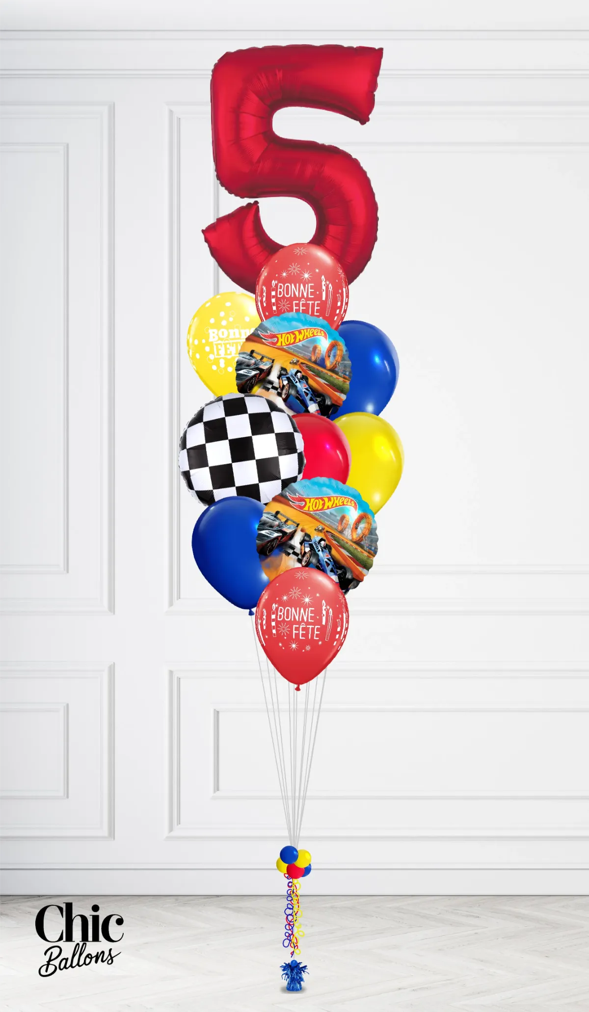 Bouquet de ballons - Hot Wheel avec chiffre