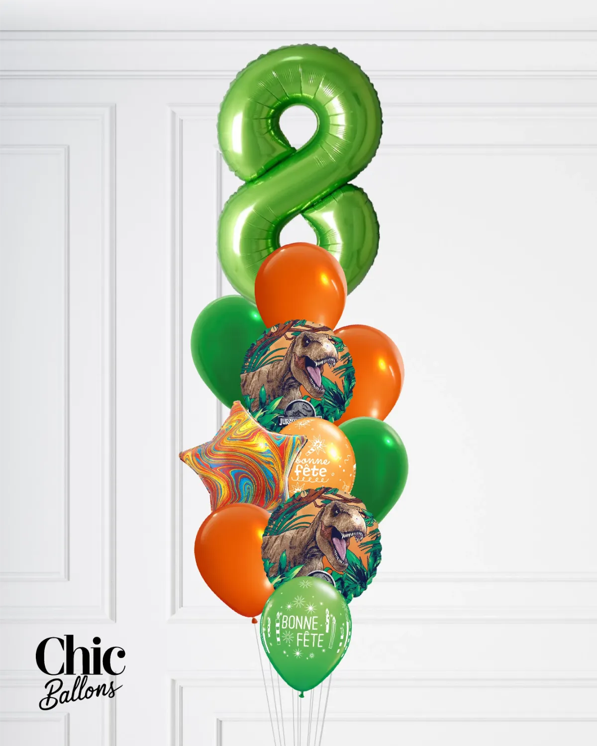 Bouquet de ballons - Jurassic Park avec chiffre