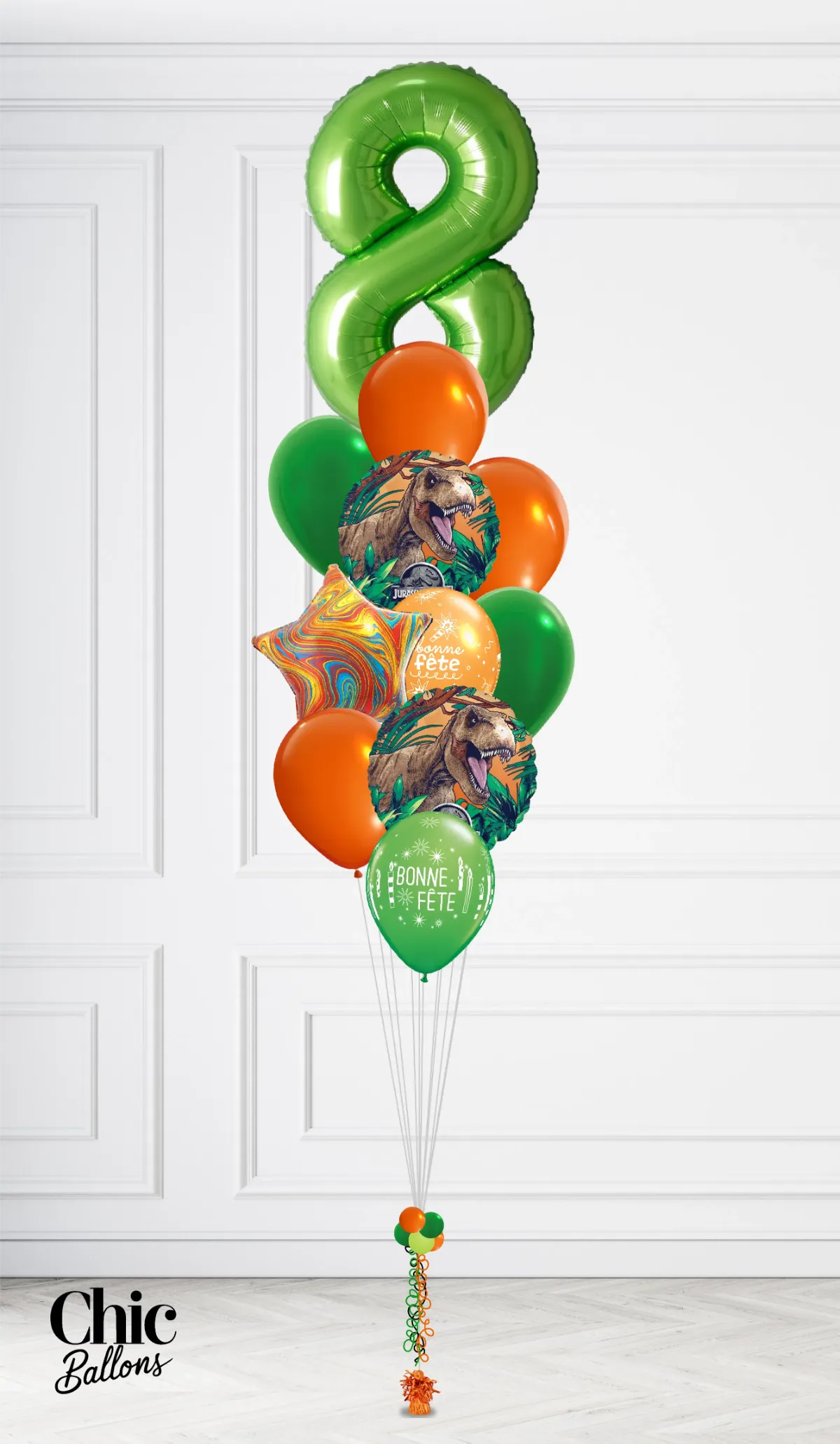 Bouquet de ballons - Jurassic Park avec chiffre