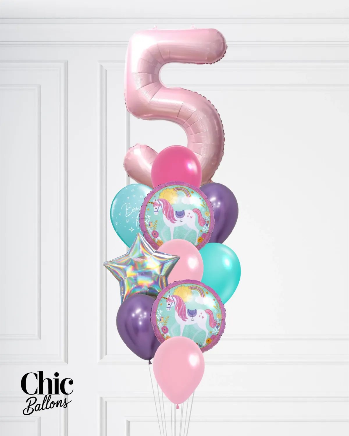 Bouquet de ballons - Licorne avec chiffre
