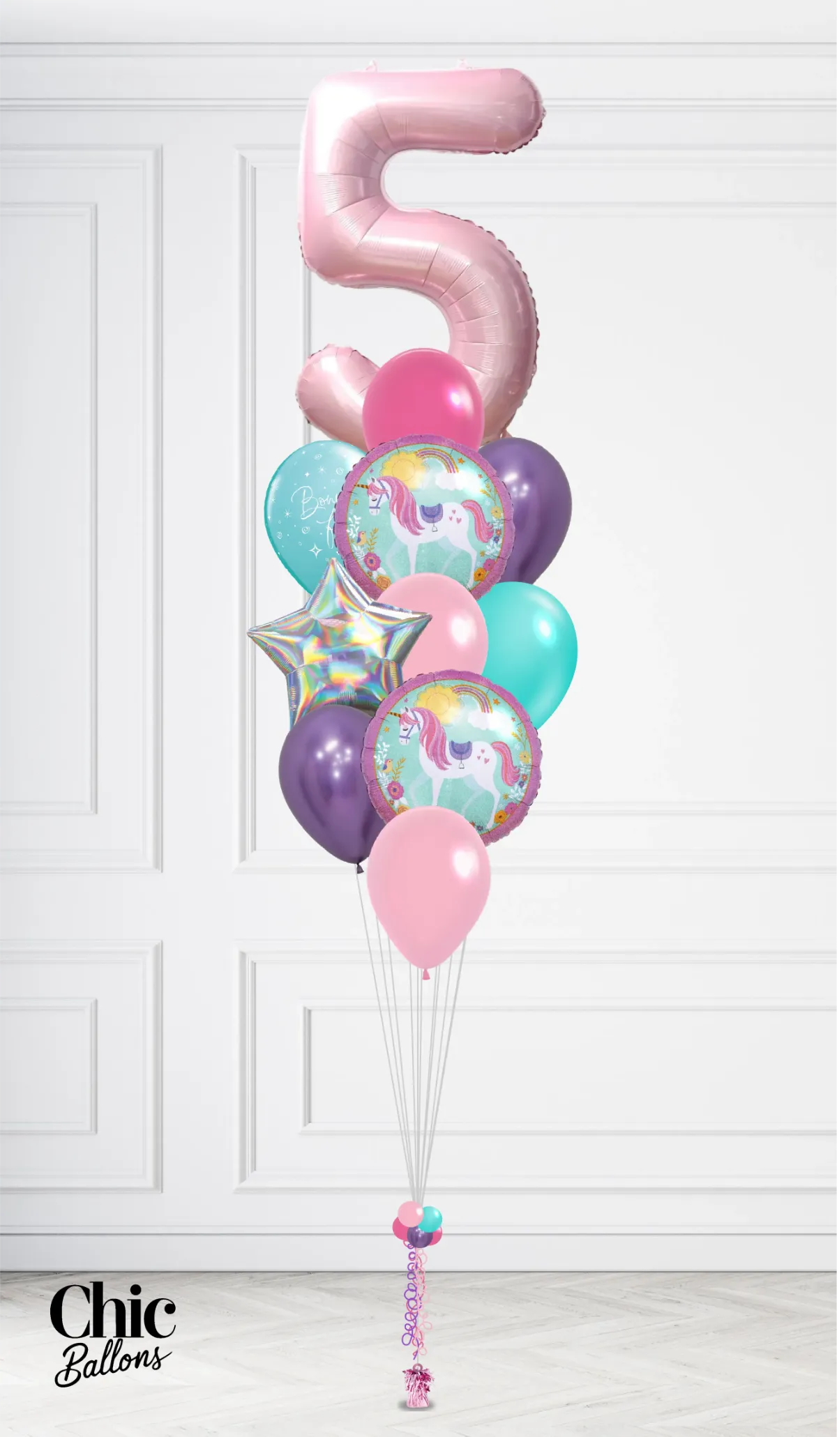 Bouquet de ballons - Licorne avec chiffre