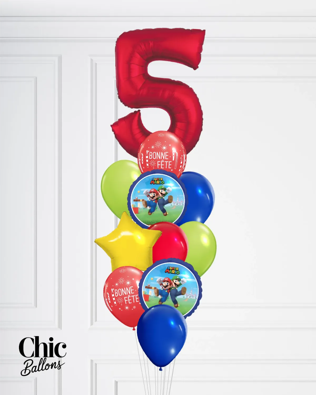 Bouquet de ballons - Mario Bros avec chiffre