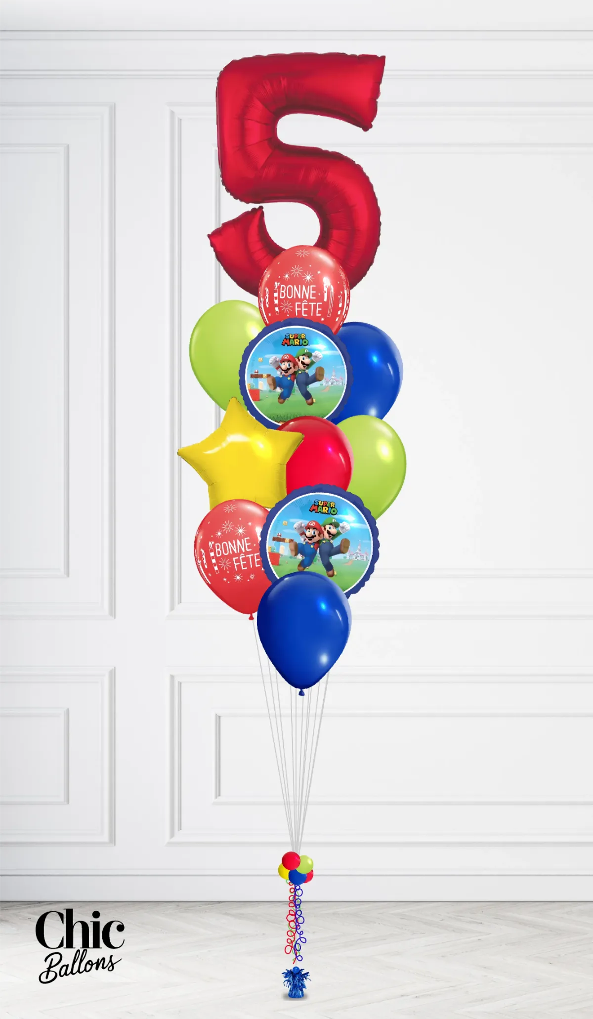 Bouquet de ballons - Mario Bros avec chiffre