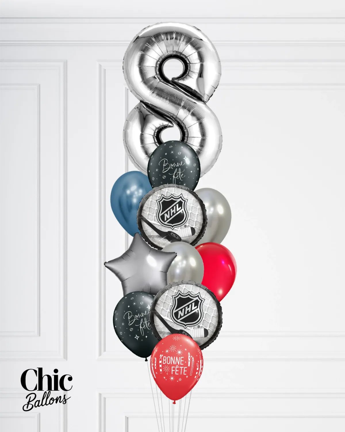 Bouquet de ballons - Hockey NHL avec chiffre