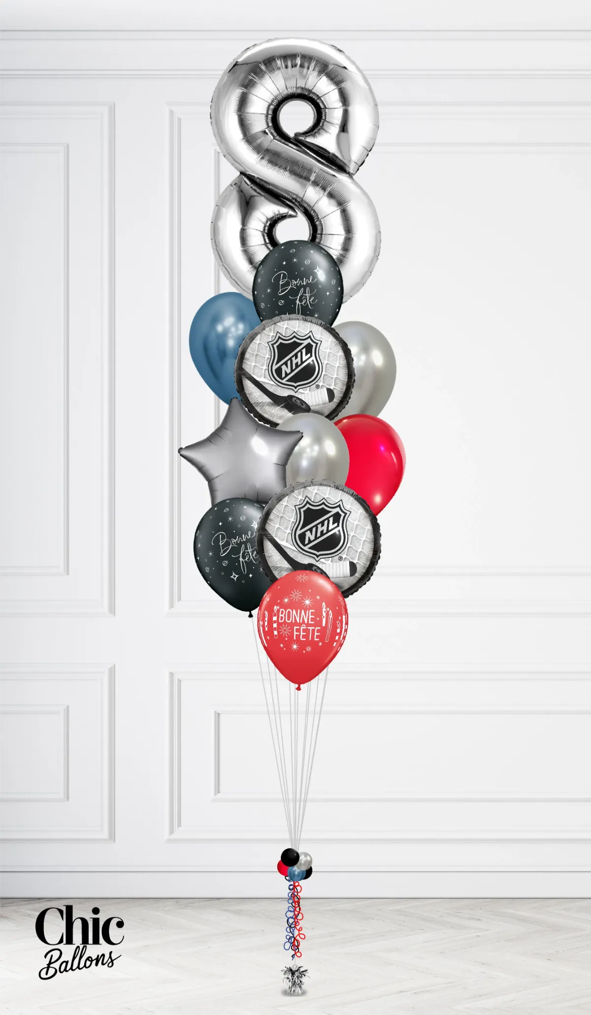 Bouquet de ballons - Hockey NHL avec chiffre