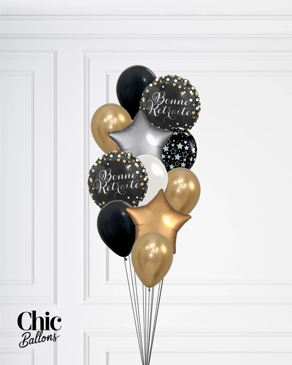 Bouquet de ballons -  Retraite noir et or