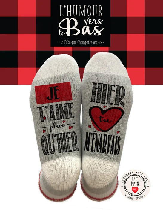 Bas de laine "Je t'aime plus qu'hier''