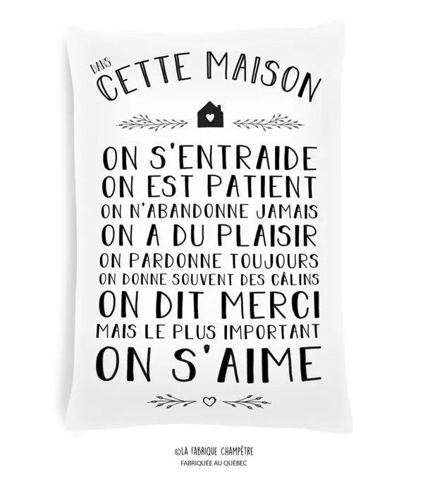 Coussin - “Dans cette maison“