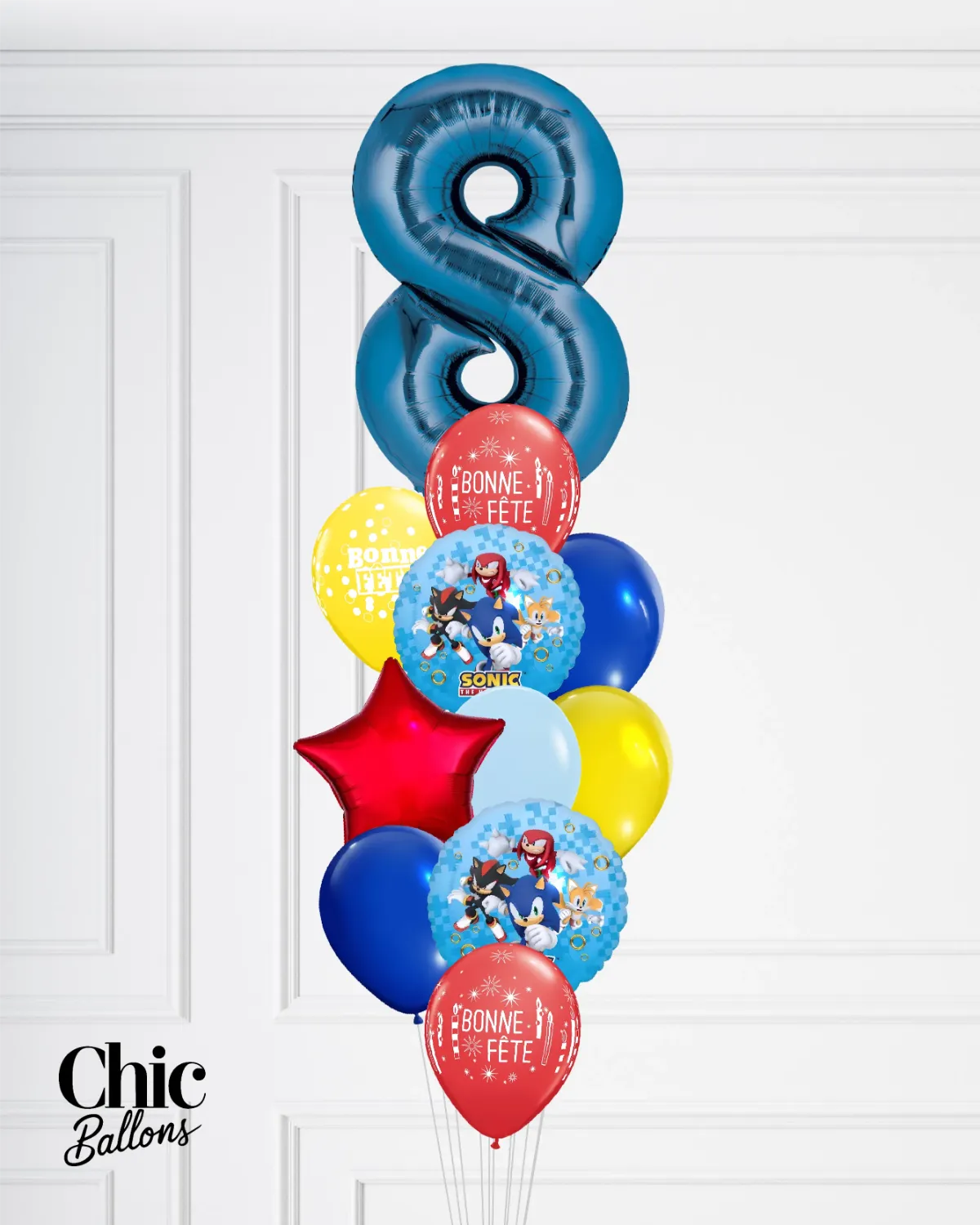 Bouquet de ballons - Sonic avec chiffre