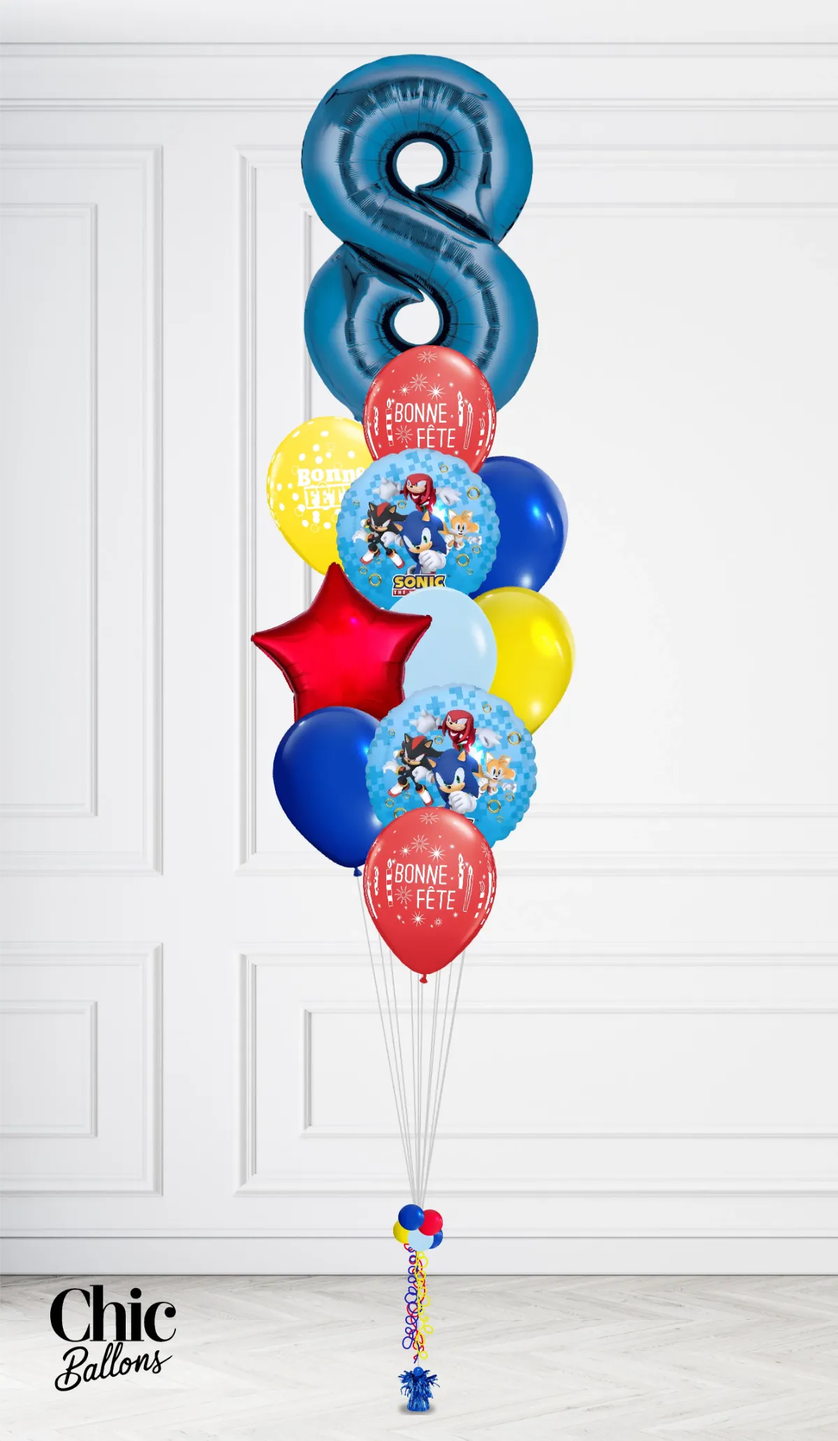Bouquet de ballons - Sonic avec chiffre