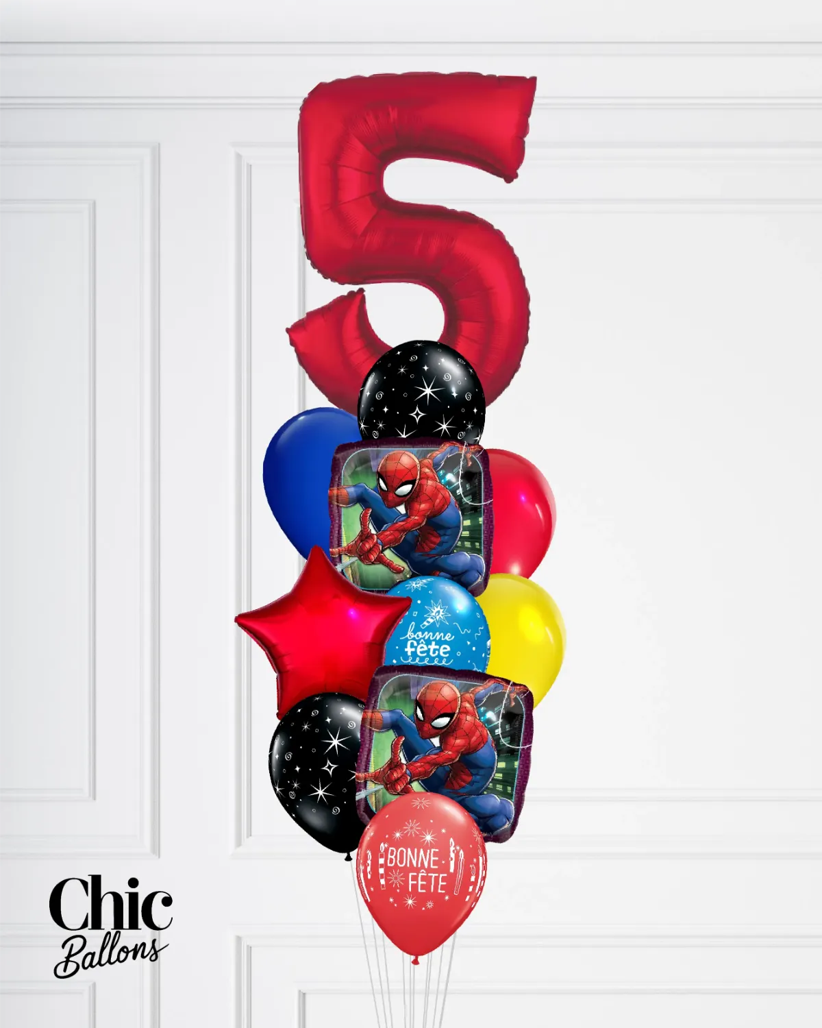 Bouquet de ballons - Spider man avec chiffre