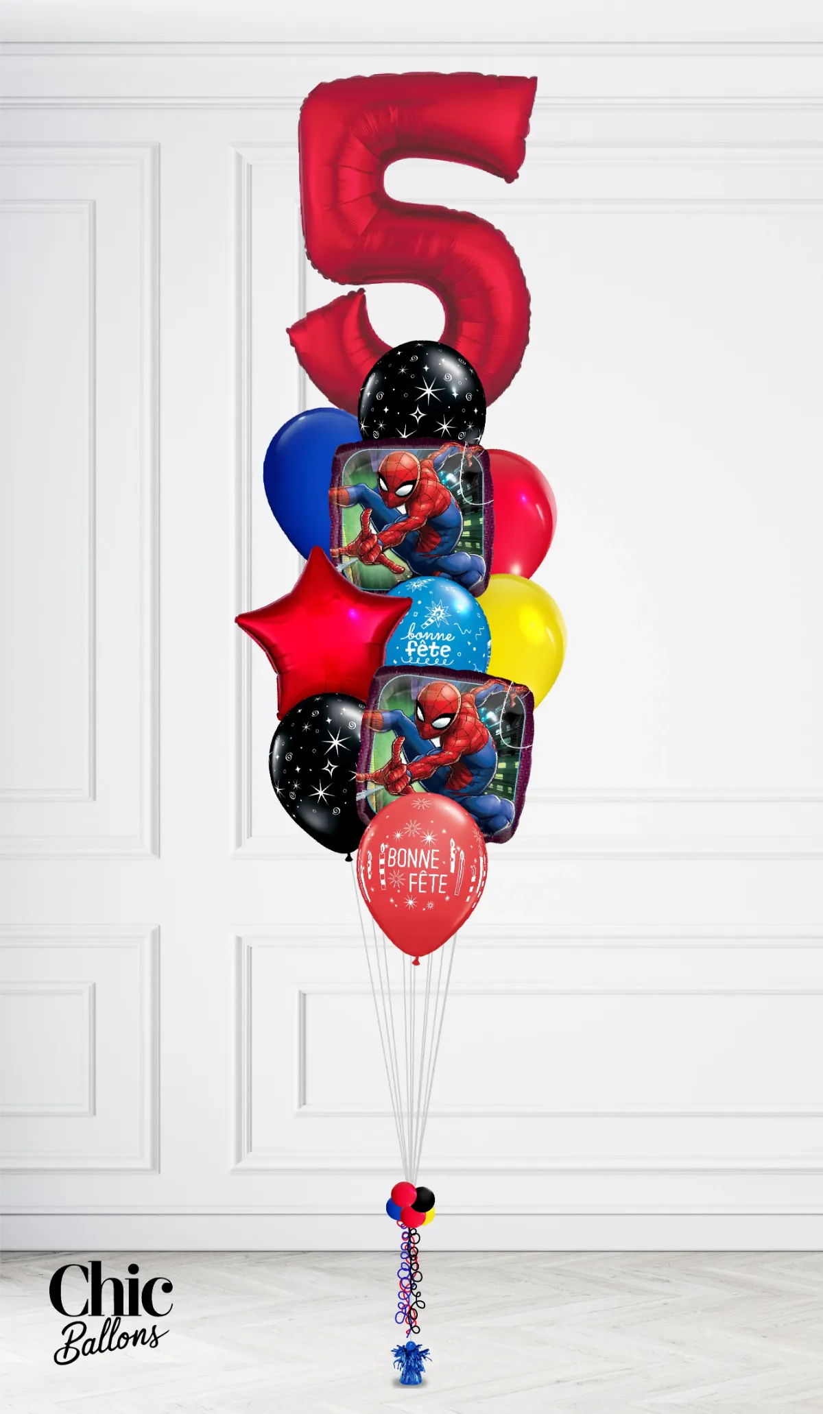 Bouquet de ballons - Spider man avec chiffre