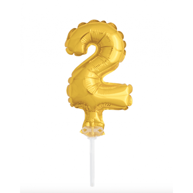 Ballon en aluminium pour gâteau (5") - Chiffre 2 - Or -  - Boo'tik d'Halloween